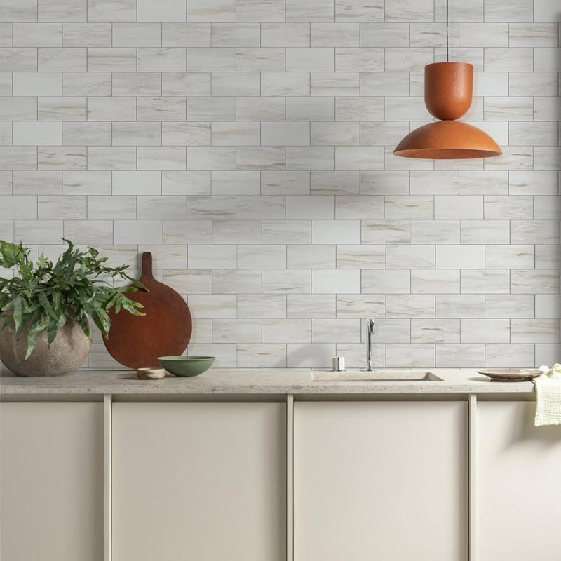 Glossy White Peel & Stick Tiles (100pcs)