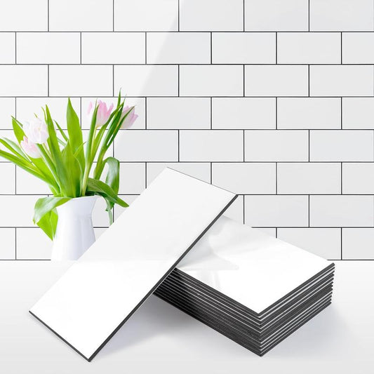 Glossy White Peel & Stick Tiles (100pcs)